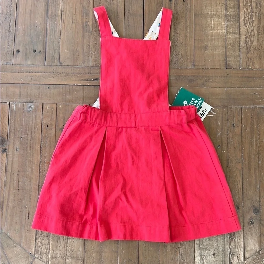 Little green radicals red organic cotton pinafore jumper dress nwt